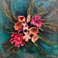 Bouquet on Teal #1 by Brenda Moore