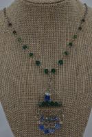 Sterling/Blue & Green Crystal Necklace by Lara Blanchard