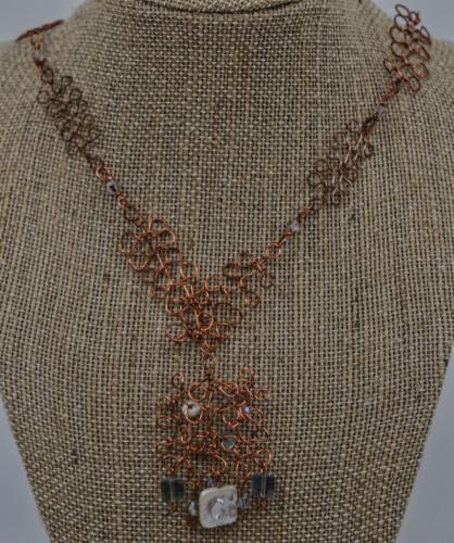 Copper/Pearl/Aquamarine Necklace by Lara Blanchard