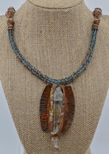 Crystal Copper Wrapped Viking Knit Necklace by Angie Troutman